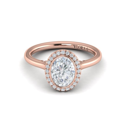 Regal Halo Oval Bezel Engagement Ring