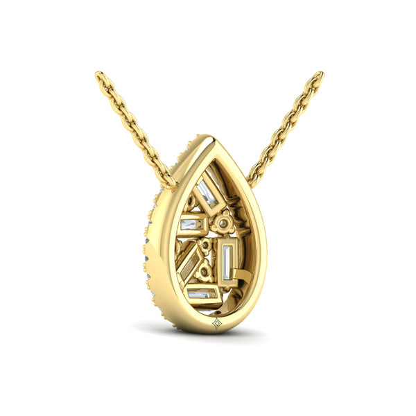 Multi Diamond Tear Drop Baguette Pendant Necklace
