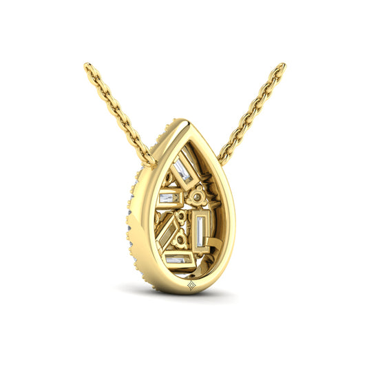 Multi Diamond Tear Drop Baguette Pendant Necklace