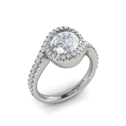 Modern Swirl Pavé Halo Engagement Ring
