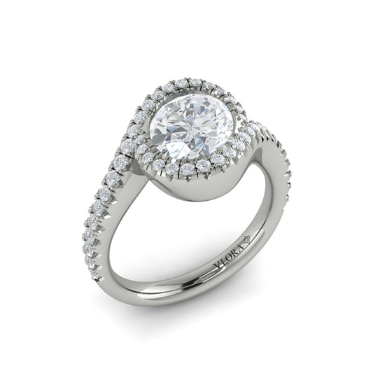 Modern Swirl Pavé Halo Engagement Ring
