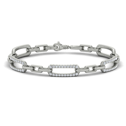 Diamond East West Open Oval Link Bracelet