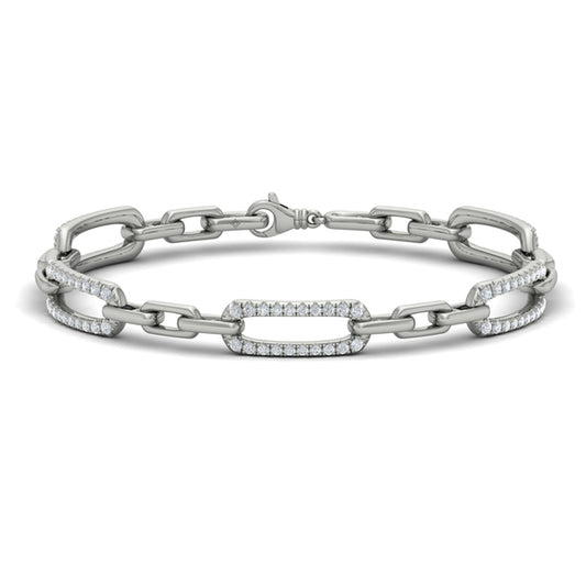 Diamond East West Open Oval Link Bracelet