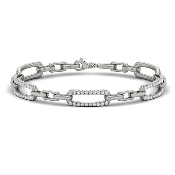 Diamond East West Open Oval Link Bracelet