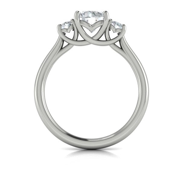 Round Three Stone Engagement Ring in Platinum by Vlora Bridal