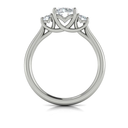 Round Three Stone Engagement Ring in Platinum by Vlora Bridal