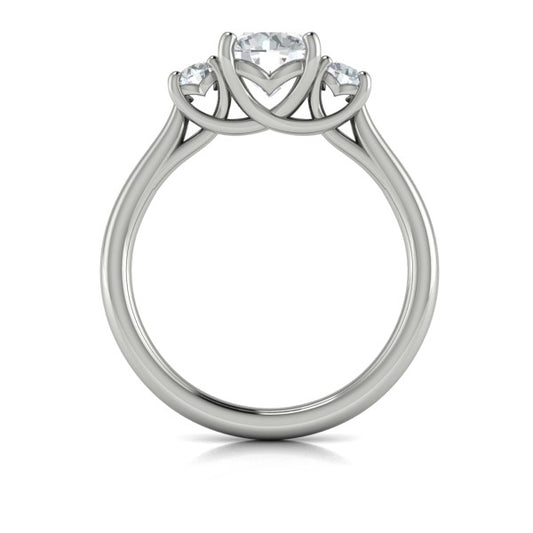 Round Three Stone Engagement Ring in Platinum by Vlora Bridal