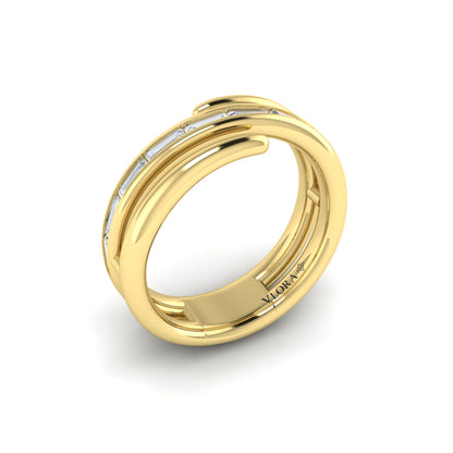 Center Diamond Baguette Open Wrap Ring