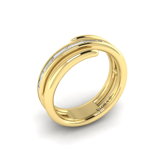 Center Diamond Baguette Open Wrap Ring