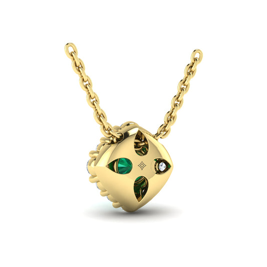 Diamond Halo and Round Emerald Center Pendant
