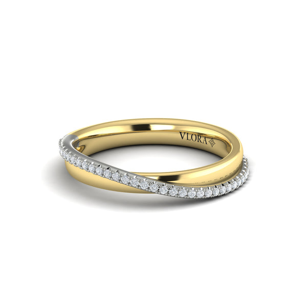 Stackable Bands Wedding Band in 14K Yellow Gold and White Gold by Vlora Bridal