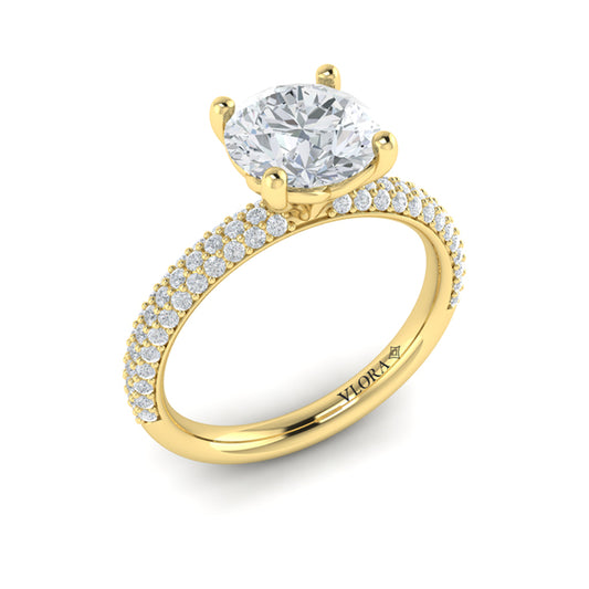Shimmering Engagement Ring with Micropave Band