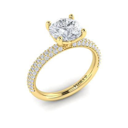 Shimmering Engagement Ring with Micropave Band