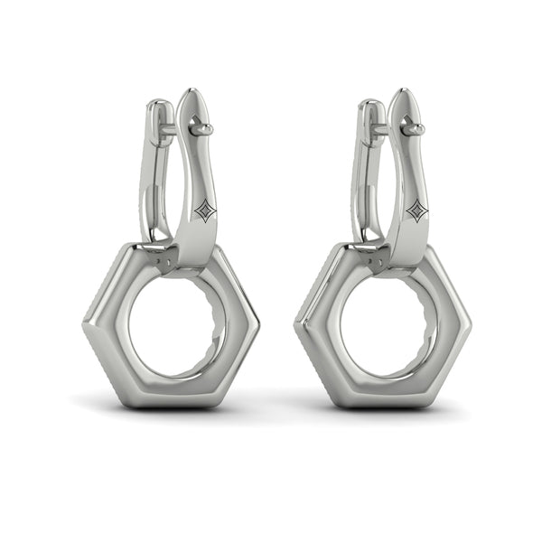 Diamond Open Honeycomb Drop Earrings