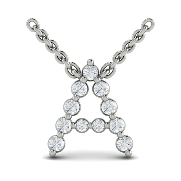 Diamond Alphabet Pendant Necklace, A