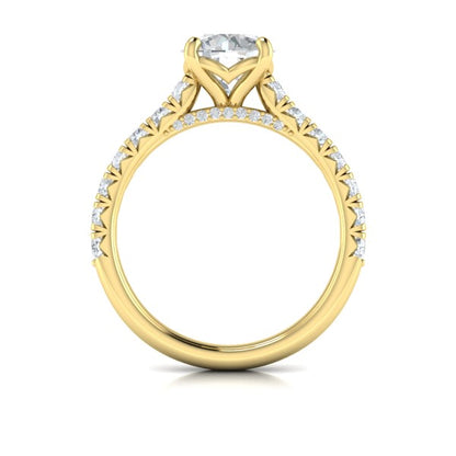 French Cathedral Round Diamond Engagement Ring
