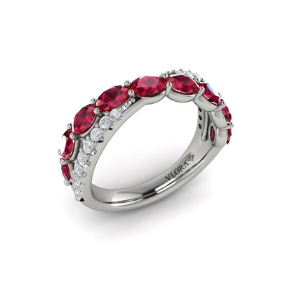 Multi Diamond and Ruby Twist Statement Ring