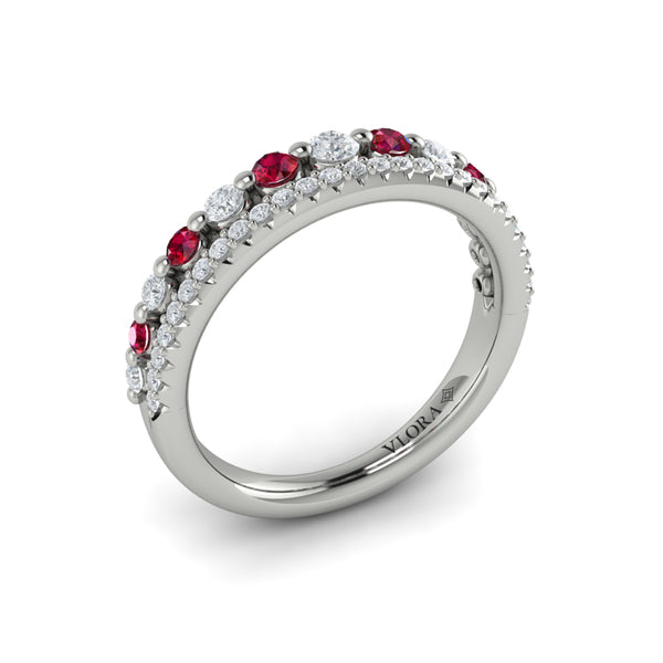Diamond and Ruby Two Row Ring
