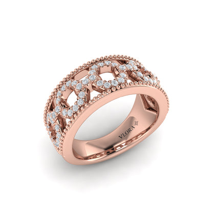 Diamond Open Honeycomb Link Ring