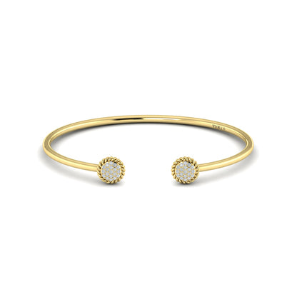 Double Round Shaped Diamond Pavé Open Bangle
