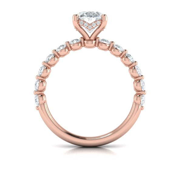 Classic Oval Engagement Ring with Floating Diamond Band