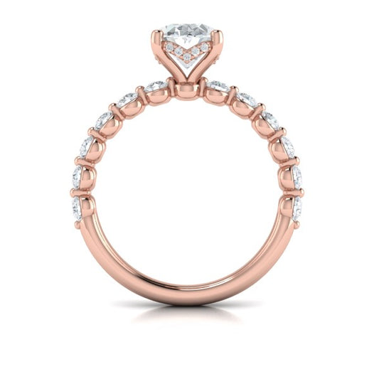 Classic Oval Engagement Ring with Floating Diamond Band
