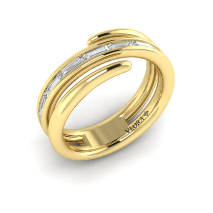 Center Diamond Baguette Open Wrap Ring