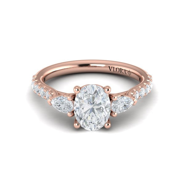 Graceful Trio Three Stone Engagement Ring