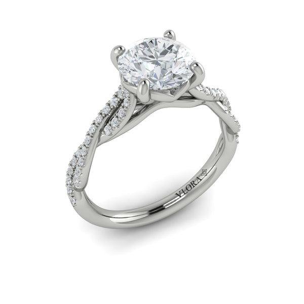 Round Classic Engagement Ring in Platinum by Vlora Bridal