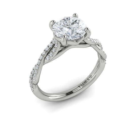 Round Classic Engagement Ring in Platinum by Vlora Bridal