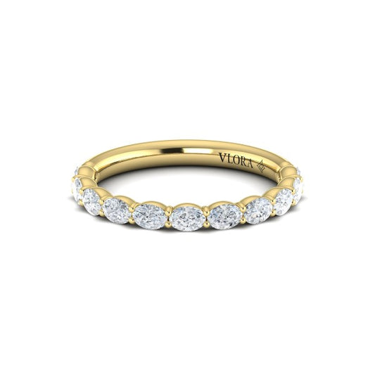 Graceful Oval Shared Prong Stackable Band