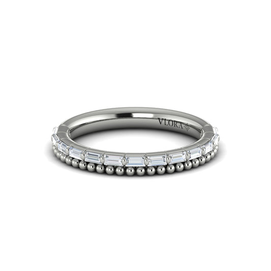 Baguette Diamond Beaded Edge Band