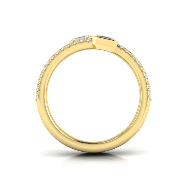 Diamond Three Row Diamond Baguette Wrap Ring