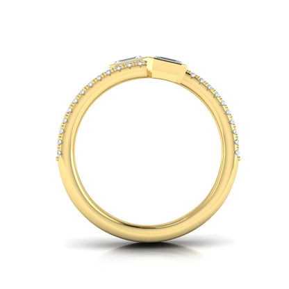 Diamond Three Row Diamond Baguette Wrap Ring