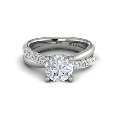 Round Straight Row Engagement Ring in Platinum by Vlora Bridal