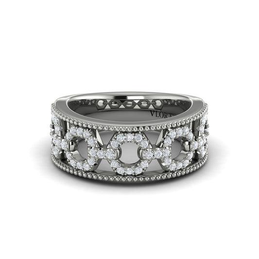 Diamond Open Honeycomb Link Ring