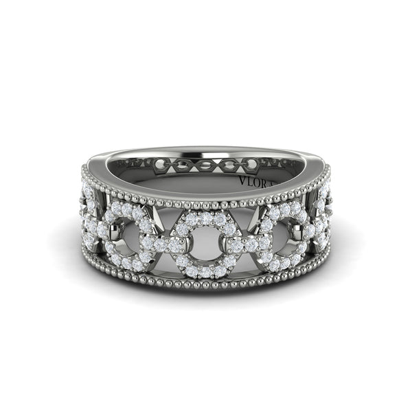 Diamond Open Honeycomb Link Ring
