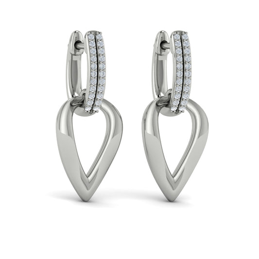 Diamond Accent Open Tear Drop Link Earrings
