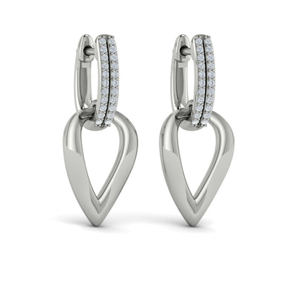 Diamond Accent Open Tear Drop Link Earrings