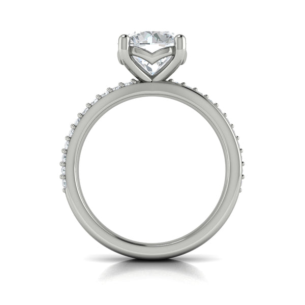 Round Straight Row Engagement Ring in Platinum by Vlora Bridal