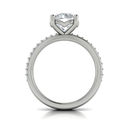 Round Straight Row Engagement Ring in Platinum by Vlora Bridal