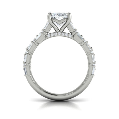 Oval Classic Engagement Ring in Platinum by Vlora Bridal