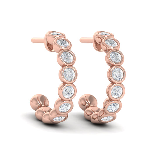 Rounded Bezel Set Hoop Earrings