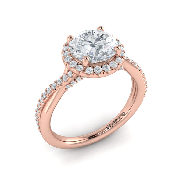Entwined Halo Round Engagement Ring