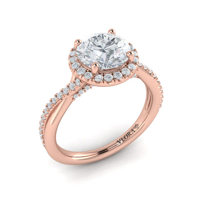 Entwined Halo Round Engagement Ring