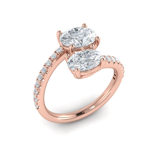 Kissing Oval Two Stone Engagement Ring