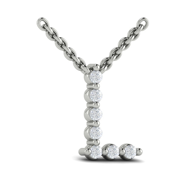 Diamond Alphabet Pendant Necklace, L