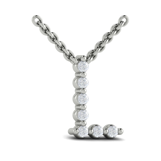 Diamond Alphabet Pendant Necklace, L