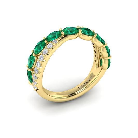 Multi Diamond and Emerald Twist Statement Ring