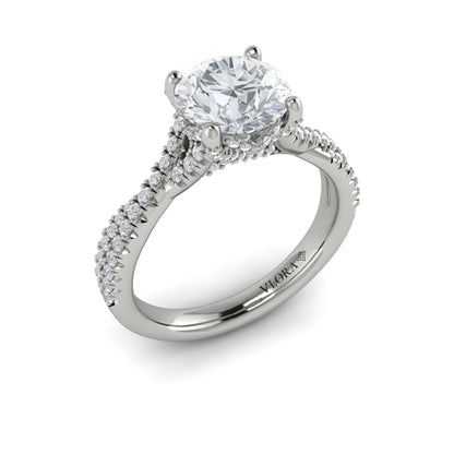 Woven Pave Round Diamond Engagement Ring